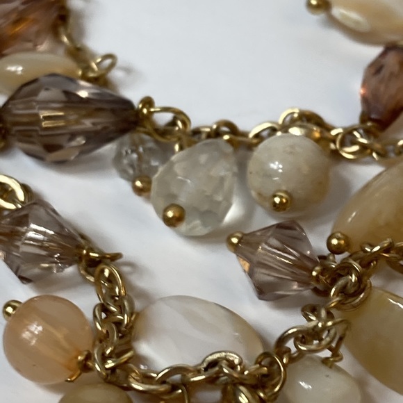 Talbots Multi Tier Beaded Gold Tone Necklace - Picture 10 of 14